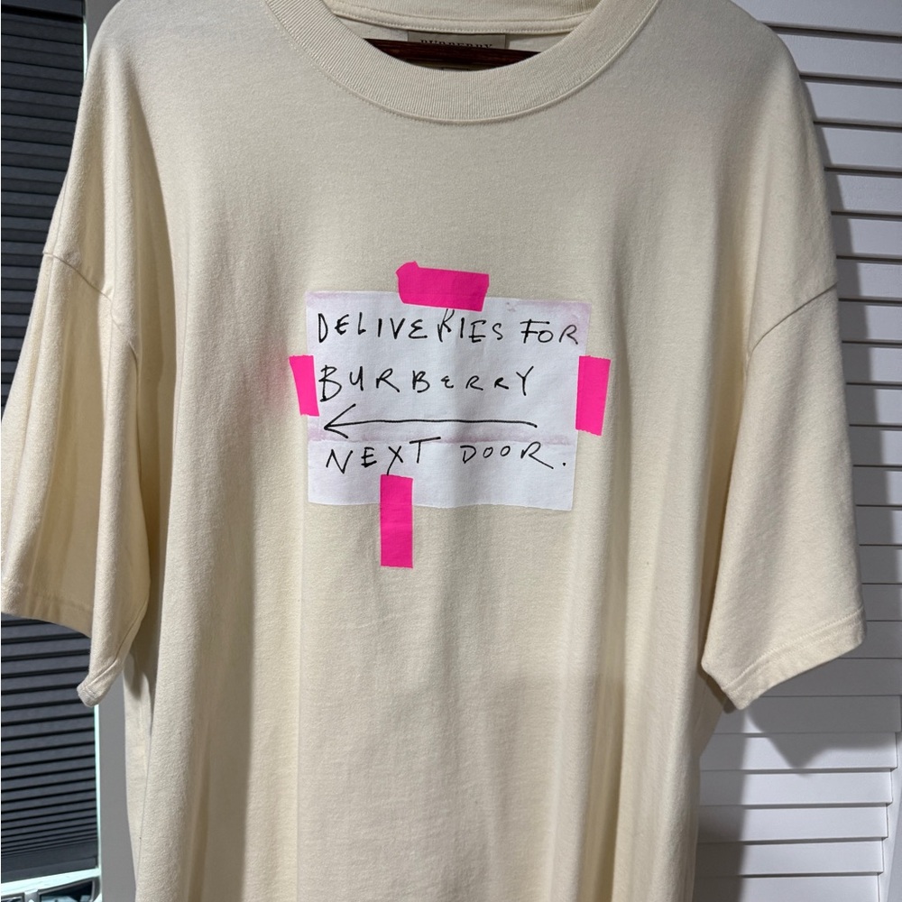 Burberry Cream and Pink Graphic Tee